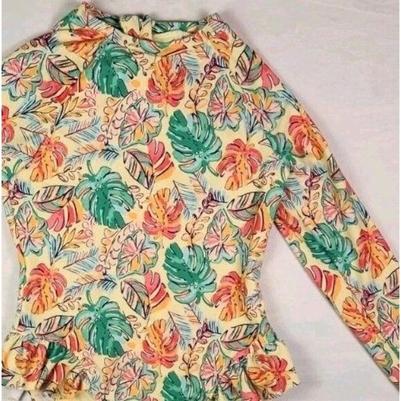 BANANA BOAT  Girls RashGuard Long Sleeve Floral Swimsuit One Piece Size 10/12 - Picture 1 of 7